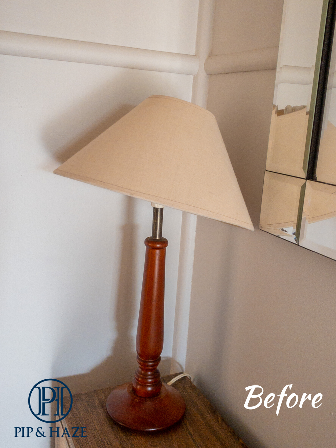 Upcycling an old lamp base to match your new gathered shade.