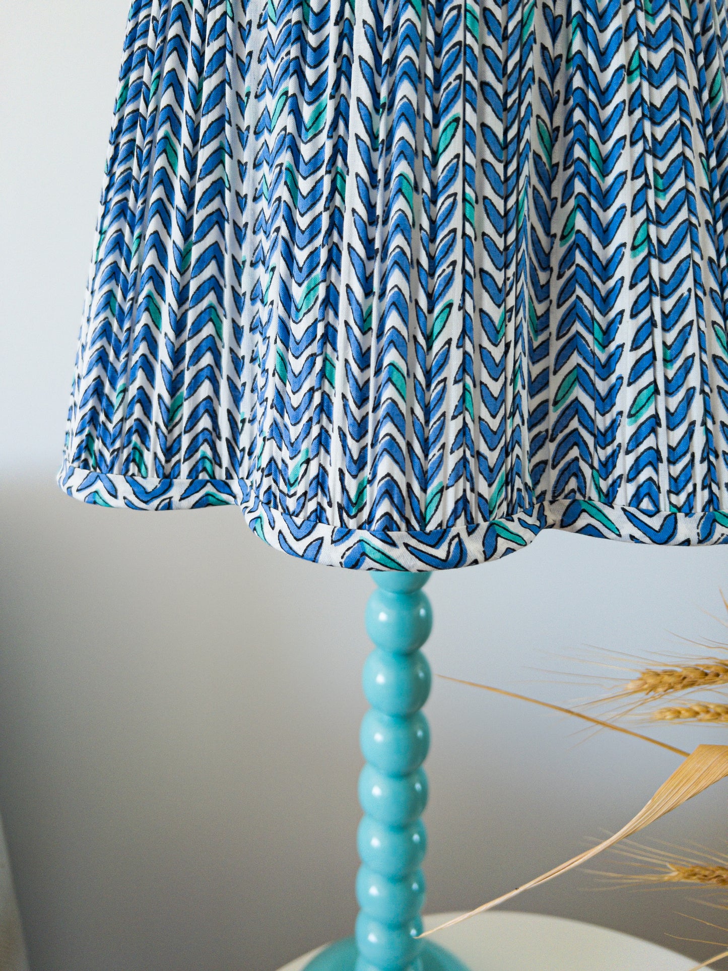 SALE Mauve Block Printed Pleated Lampshade