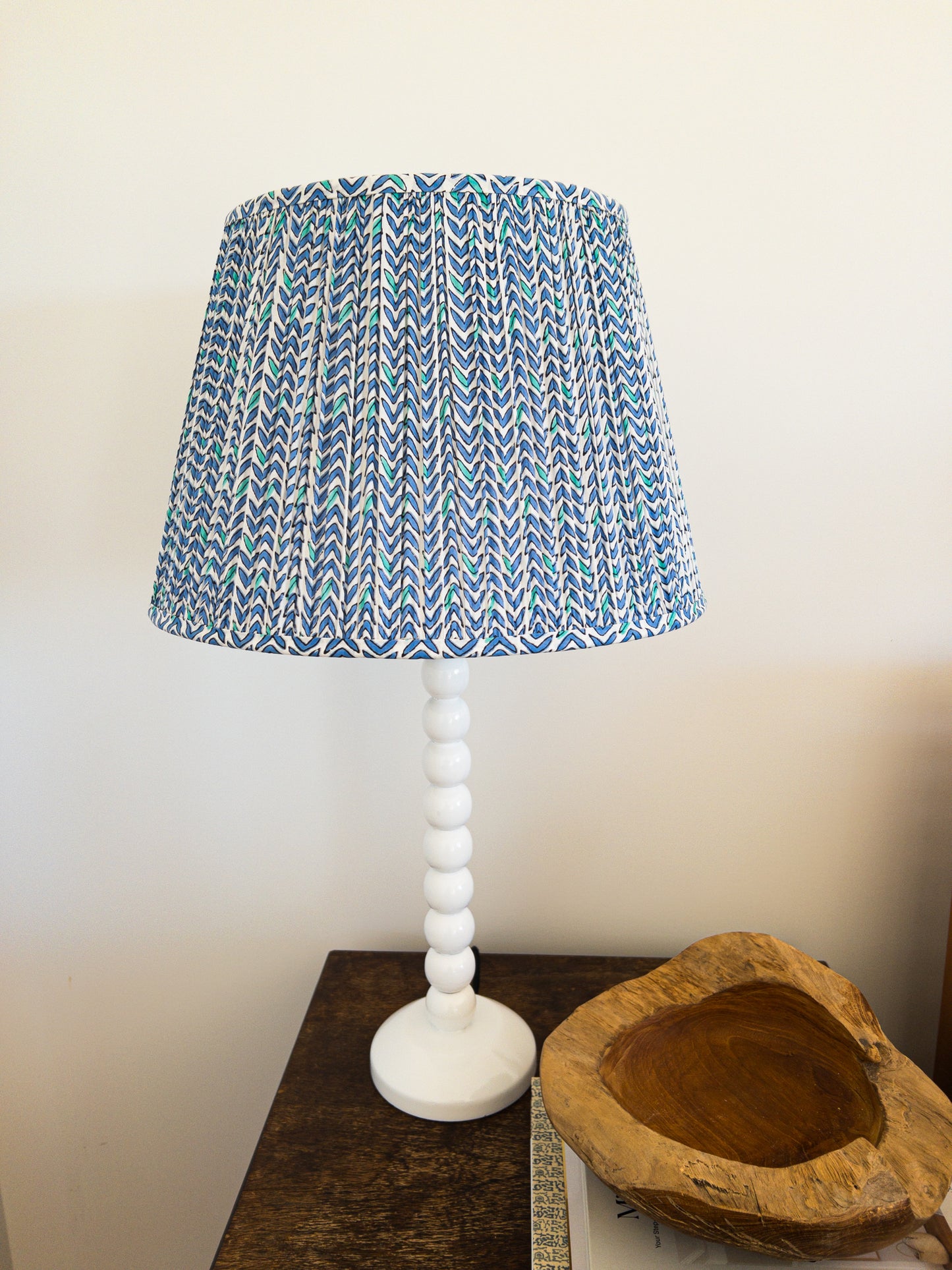 SALE Mauve Block Printed Pleated Lampshade