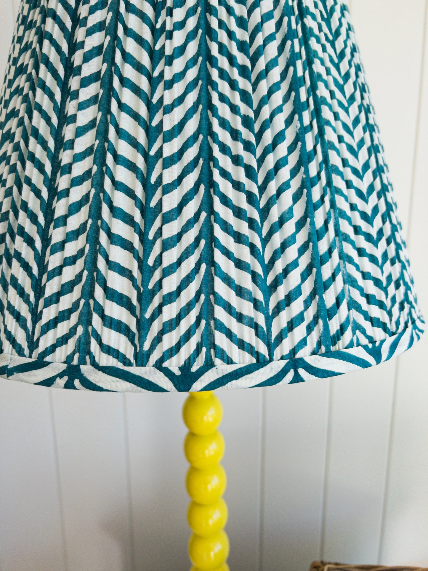 SALE Phillipa Aqua Block Printed Pleated Lampshade