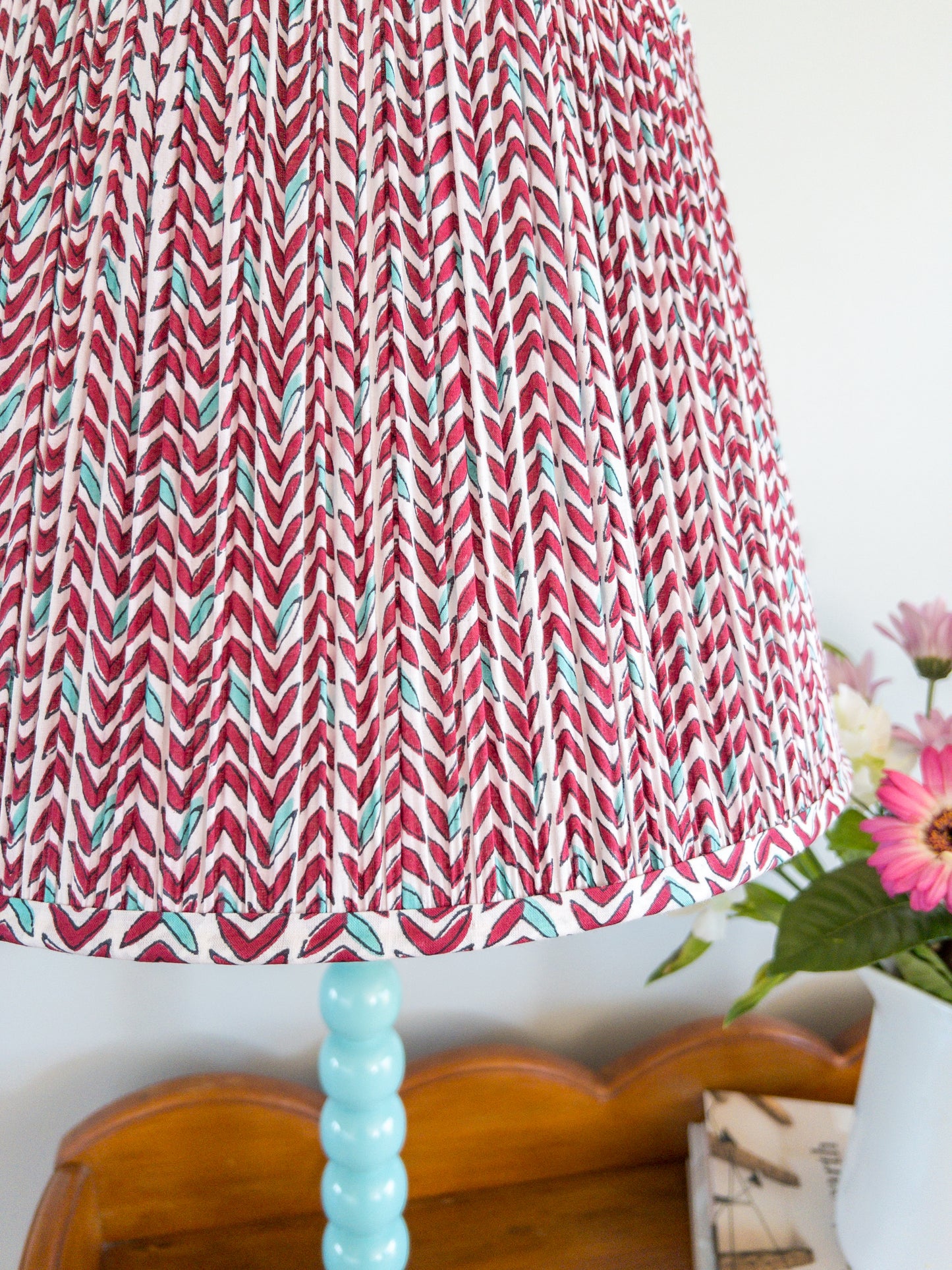 SALE Poppy Block Printed Pleated Lampshade