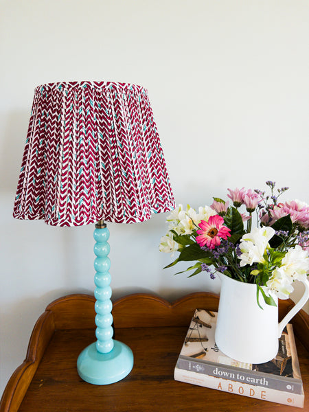 Poppy Block Printed Pleated Lampshade