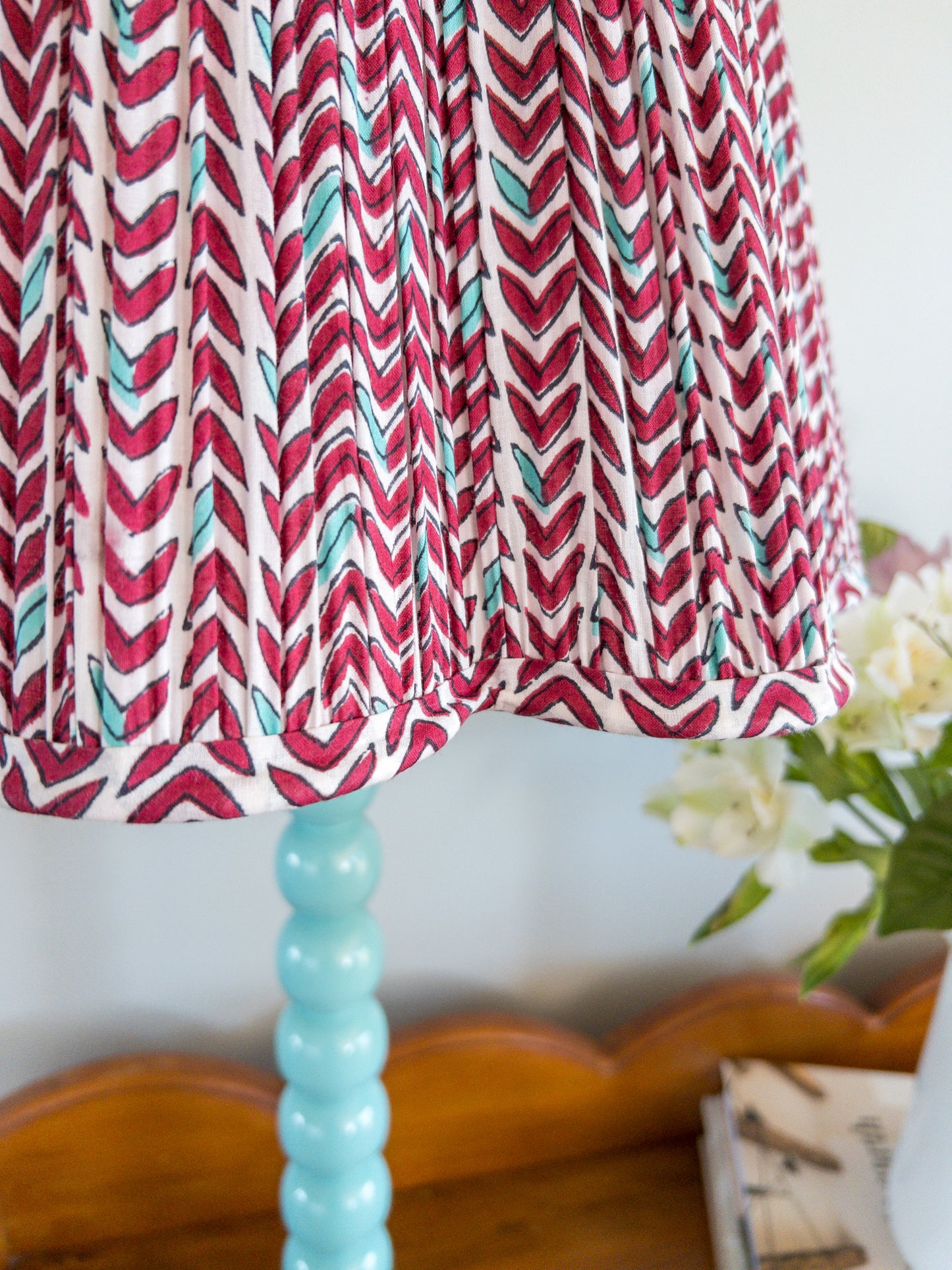 SALE Poppy Block Printed Pleated Lampshade