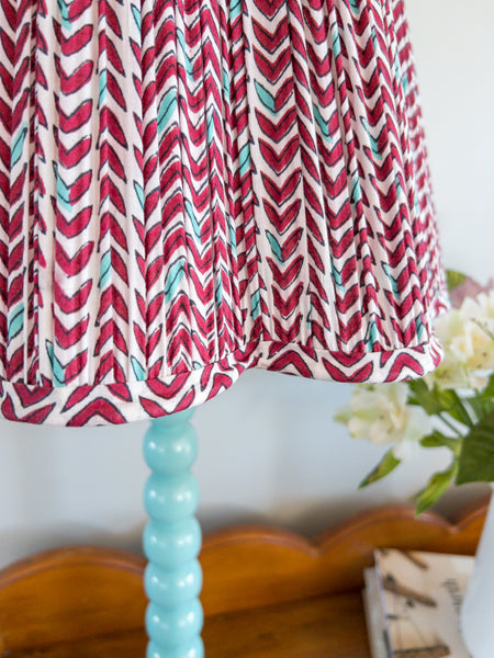 Poppy Block Printed Pleated Lampshade