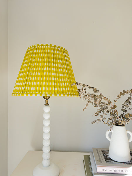 SALE Yellow Gingham Block Printed Pleated Lampshade