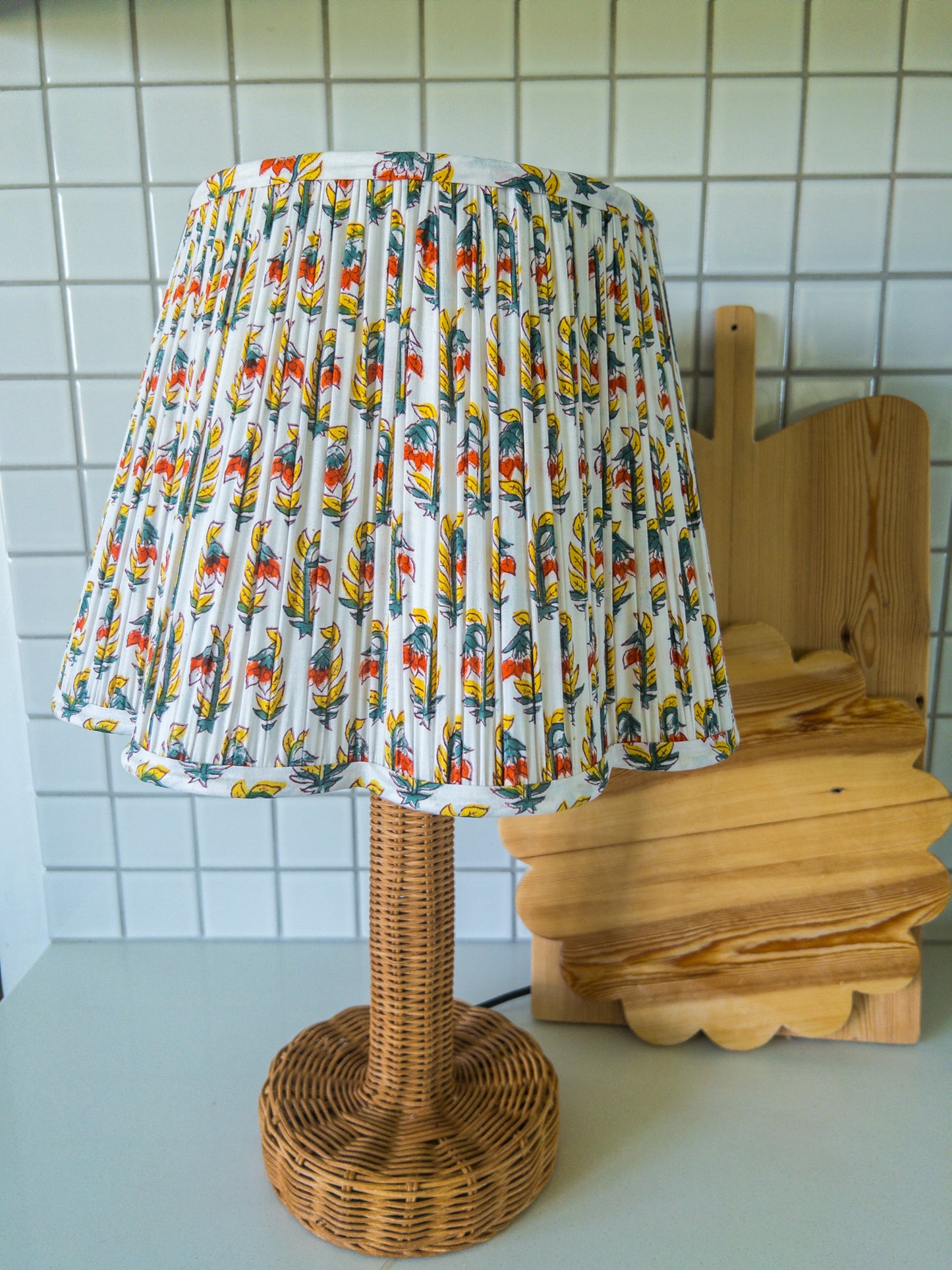 Rusty Block Printed Pleated Lampshade