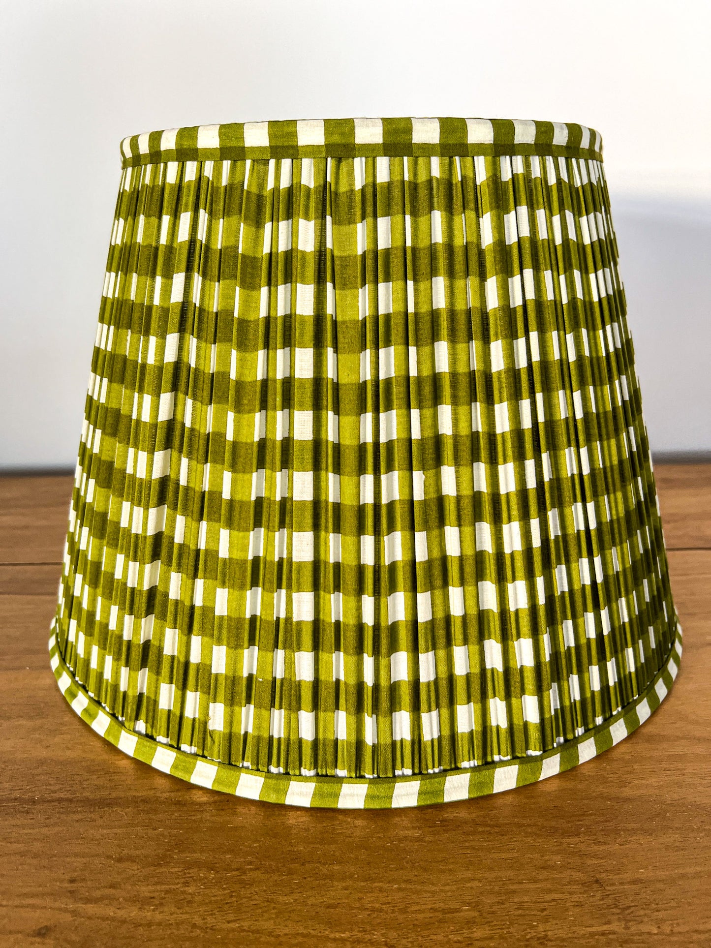 SALE Olive Gingham Block Printed Pleated Lampshade