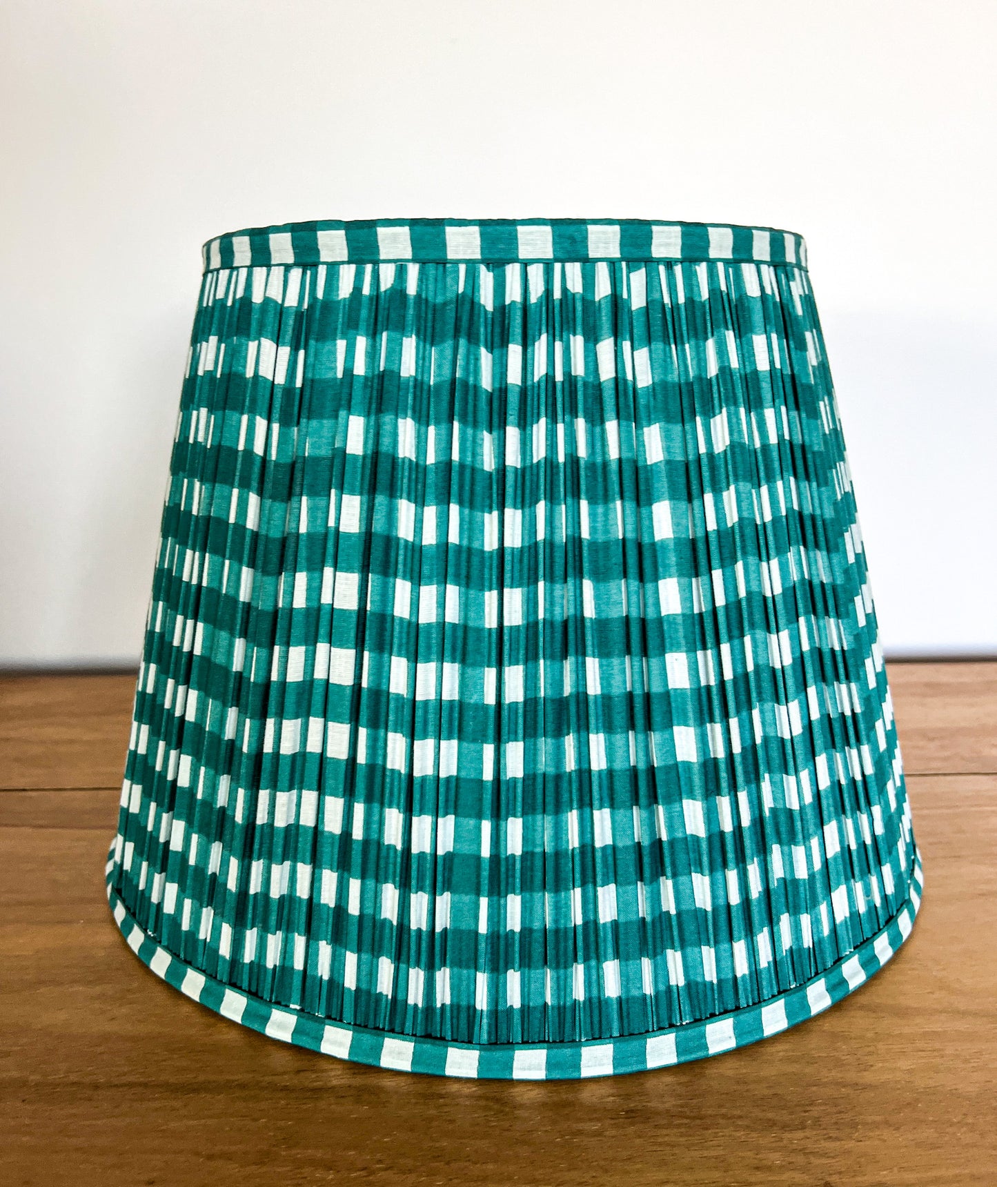 SALE Green Gingham Block Printed Pleated Lampshade