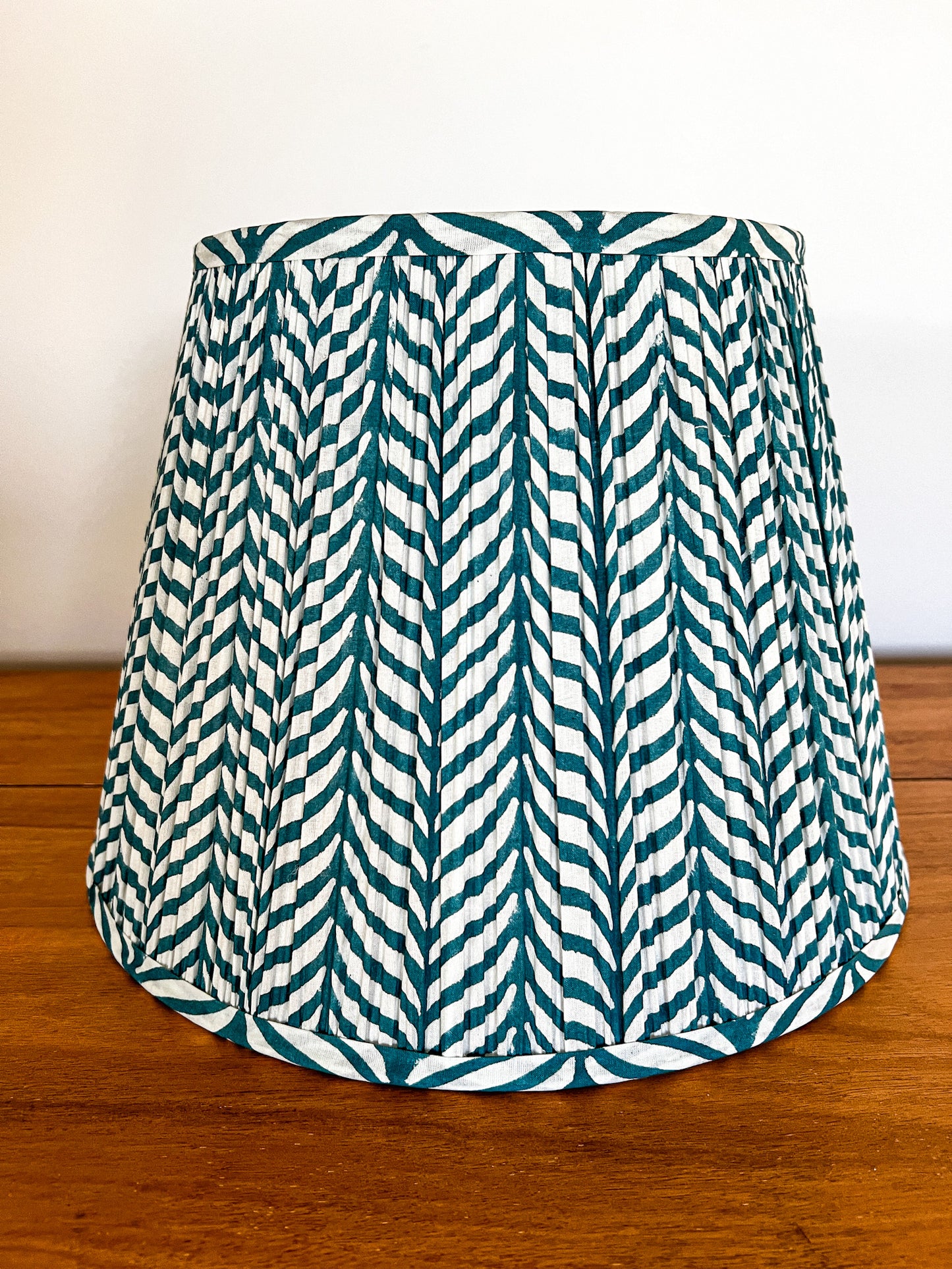 SALE Phillipa Aqua Block Printed Pleated Lampshade