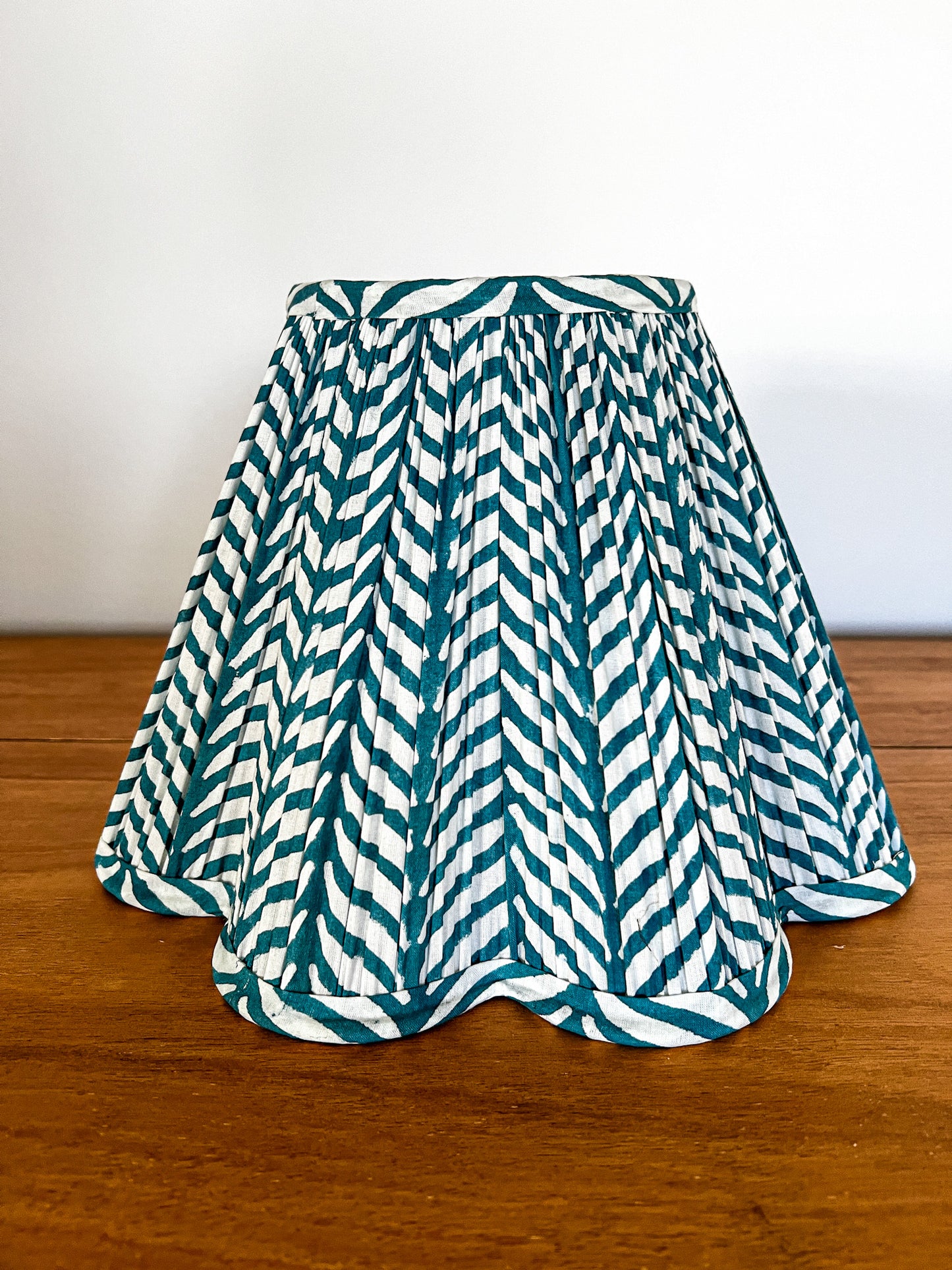 SALE Phillipa Aqua Block Printed Pleated Lampshade