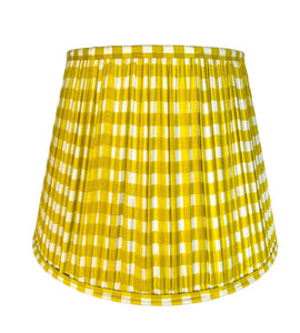 SALE Yellow Gingham Block Printed Pleated Lampshade